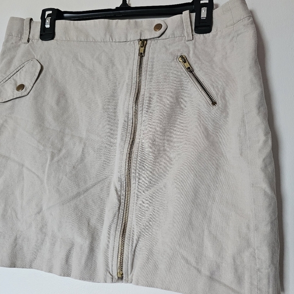 J. Crew linen cotton blend gold tone hardware cargo zipper mini skirt Size 10 - Picture 2 of 6